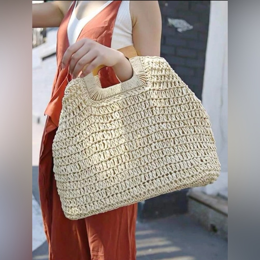 SHEIN Cream Woven Tote Bag